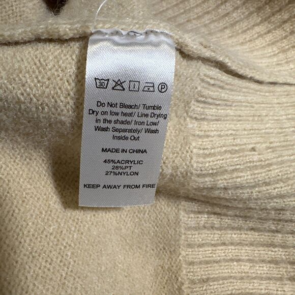 Crochetist Collared Button Up Long Sleeve Sweater Beige Tan Size L - Picture 8 of 8